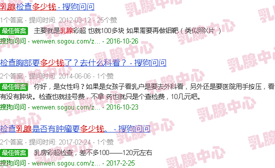 汕头乳腺查体多少钱