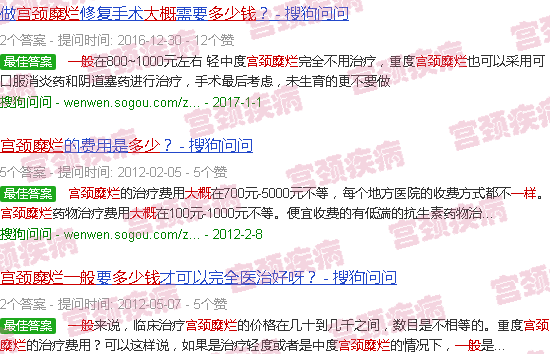 汕头宫颈糜烂一般多少钱